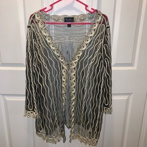 GOLD BLACK SHEER SPARKLE CARDIGAN    (L)